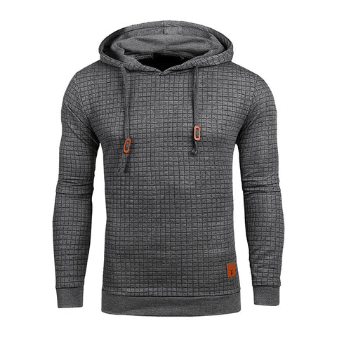 Men Long Sleeve Solid Color Hooded Sweatshirt